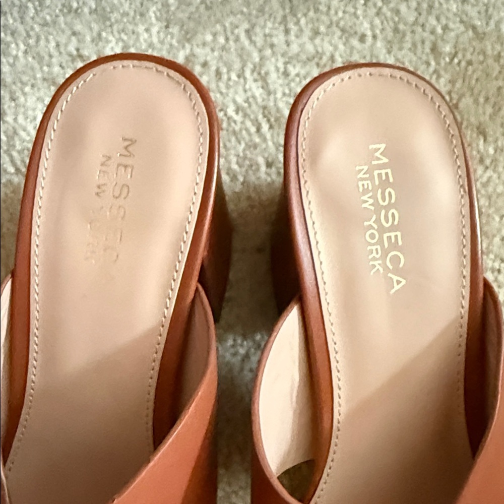 Messeca New York Women's Brown Slide Leather Thunder Sandals size 9.5 - Picture 8 of 14
